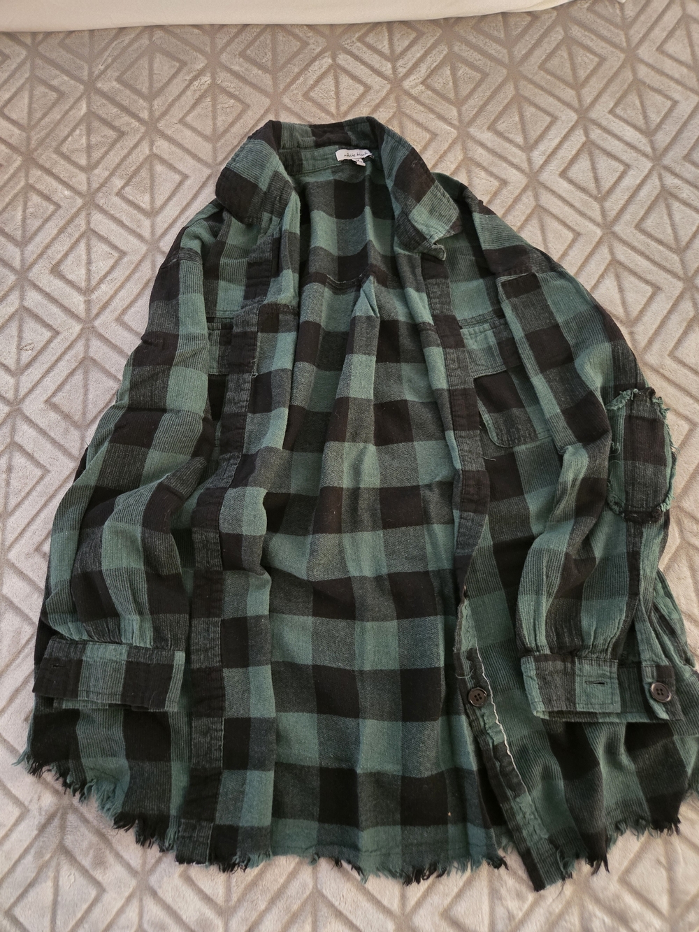 white birch Black and Green Plaid Button-Down Shirt